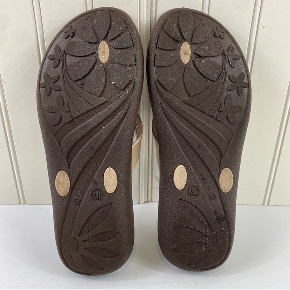 Okabashi Marina Women’s Open Toe Synthetic Brown Gold Thong Sandals (M/L) - Picture 5 of 11